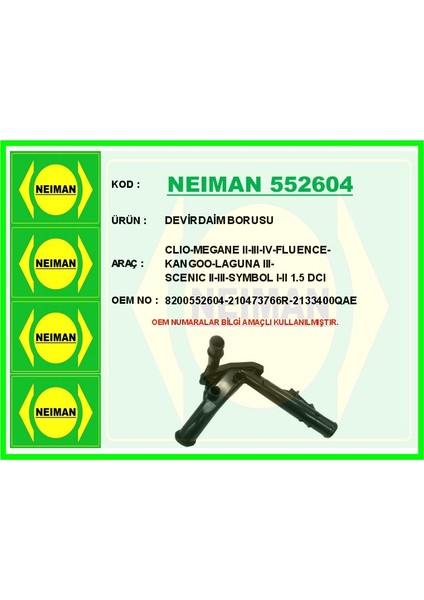 Devirdaim Borusu Clıo-Megane Iı-Iıı-Iv-Fluence-Kangoo-Laguna Iıı-Scenıc Iı-Iıı-Symbol I-Iı 1.5 Dcı