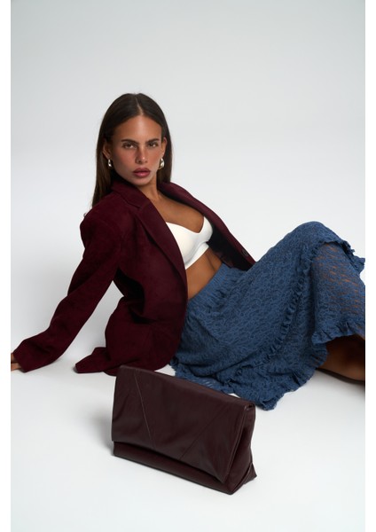 Mireya Asimetrik Indigo Dantel Etek