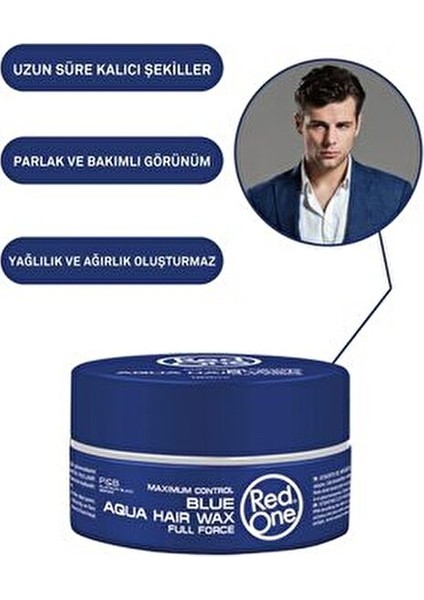 Mavi Aqua Saç Wax'ı Uzun Süre Kalıcı Stil İçin 150 ml Mat Görünüm Sağlar
