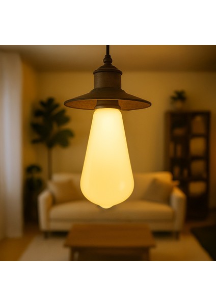 Milky ST6W LED Filament Ampul – Beyaz Cam, Sarı Işık, 6W 540 Lümen E27 Duy