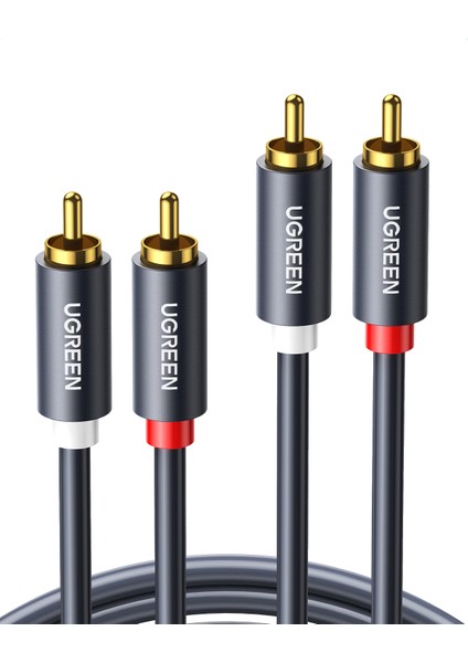 2 RCA - 2 RCA Ses Kablosu, 5 m, Antrasit, 10520