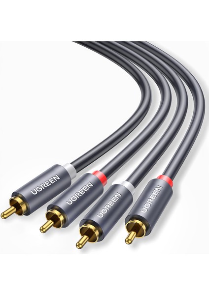 2 RCA - 2 RCA Ses Kablosu, 5 m, Antrasit, 10520