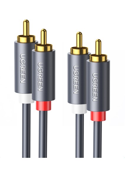 2 RCA - 2 RCA Ses Kablosu, 5 m, Antrasit, 10520