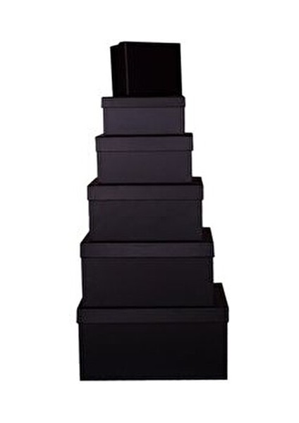 Siyah Hediye Kutusu Seti Mukavva Malzemeden Çok Amaçlı Kullanım 6'lı modelleri