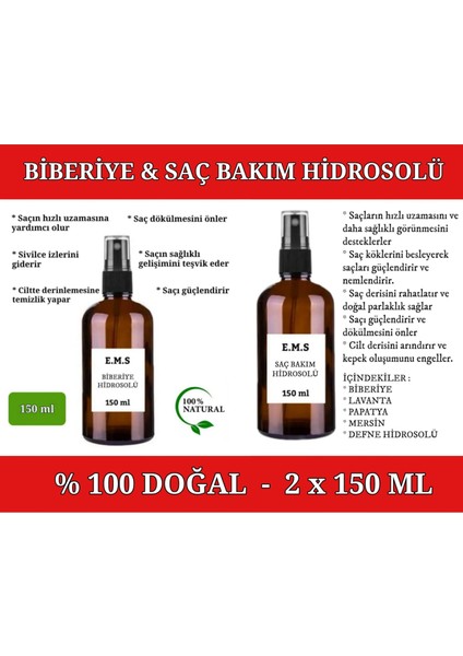 Biberiye Hidrosolü & Saç Bakım Hidrosolü Saç Dökülmesi Hızlı Saç Uzatma Kepeklenme.