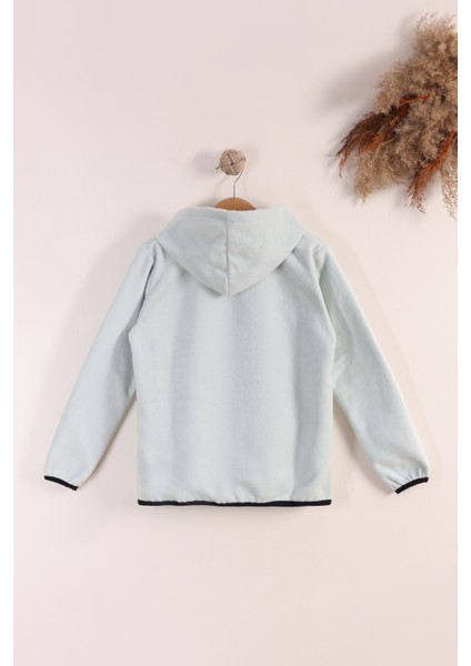 Lastik Manşetli Fermuarlı Kapüşonlu Çocuk Unisex Polar Ceket