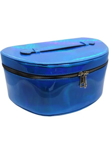 Lacivert Leopar ve Rugan Deri Kozmetik Çantası, Aynalı, Premium Kalite fiyatları