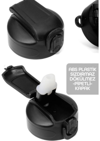 Komple Paslanmaz Çelik Matara Pipetli Mat Renk Spor Matarası Suluğu 304 Çelik Suluk Siyah 1158 indirimleri