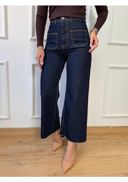 Lacivert Bol Paça Flare Jean indirimleri