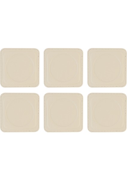 Bardak Altlığı,6’lı Set,masaüstü Yuvarlak Cup Coaster,vegan Suni DERI,11X11 Cm.,bej fırsatları
