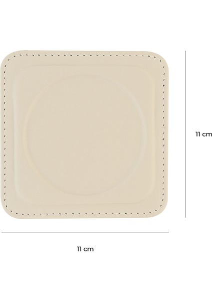 Bardak Altlığı,6’lı Set,masaüstü Yuvarlak Cup Coaster,vegan Suni DERI,11X11 Cm.,bej indirimleri