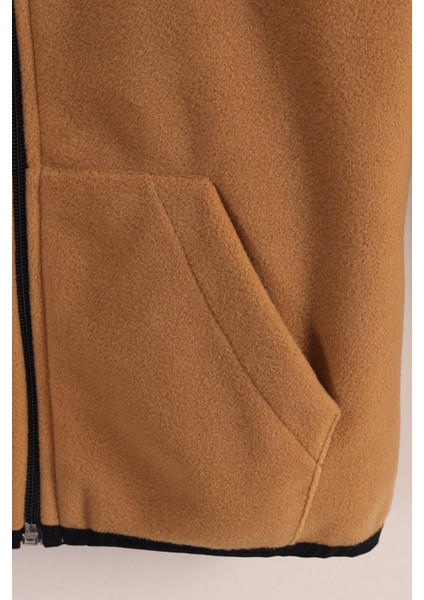 Lastik Manşetli Fermuarlı Kapüşonlu Çocuk Unisex Polar Ceket modelleri