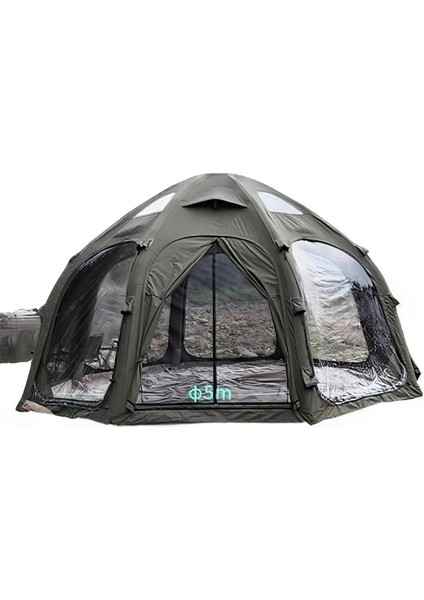 Glamping 19.6 Metrekare Küresel Kubbe Şişme Çadır - Haki