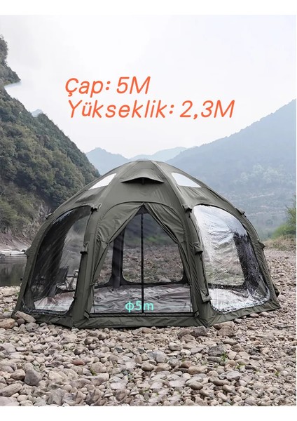 Glamping 19.6 Metrekare Küresel Kubbe Şişme Çadır - Haki fiyatları