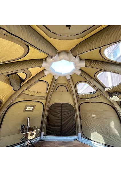 Glamping 19.6 Metrekare Küresel Kubbe Şişme Çadır - Haki modelleri