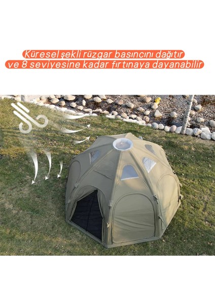 Glamping 19.6 Metrekare Küresel Kubbe Şişme Çadır - Haki fırsatları