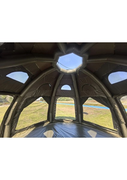 Glamping 19.6 Metrekare Küresel Kubbe Şişme Çadır - Haki