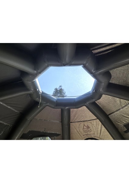 Glamping 19.6 Metrekare Küresel Kubbe Şişme Çadır - Haki