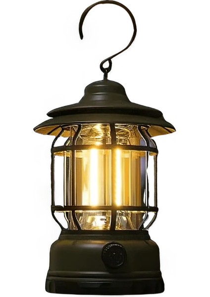 Haki Nostaljik Işığı Ayarlanabilir USB Şarjlı Ledli Kamp Lambası