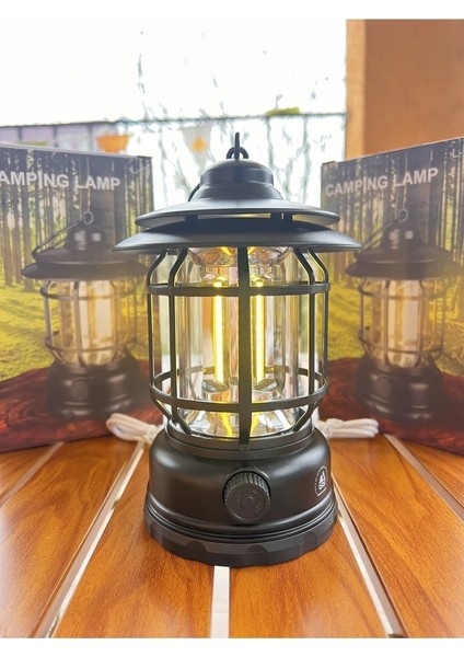 Haki Nostaljik Işığı Ayarlanabilir USB Şarjlı Ledli Kamp Lambası