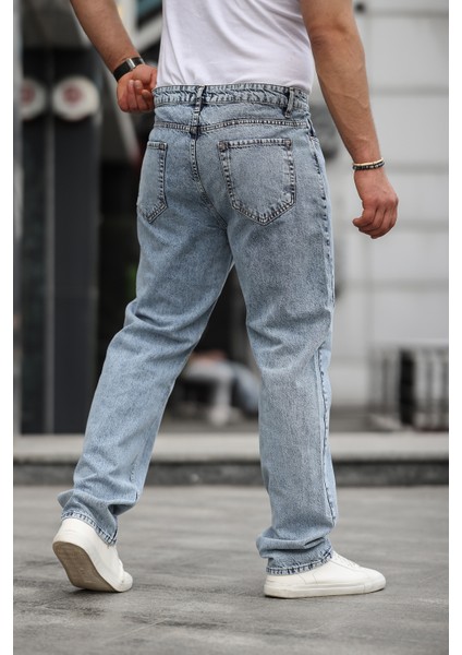 Erkek Bol Paça Yüksek Bel Mavi Kot Baggy Pantolon modelleri