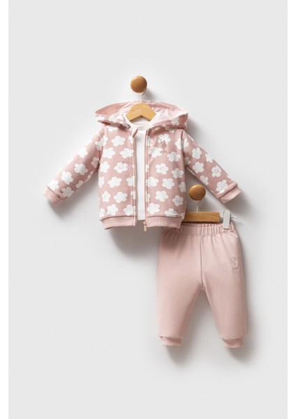 U.s. Polo Assn Kız Bebek 3'lü Takım Pudra