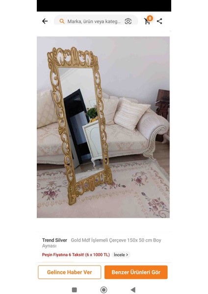 Ayaklı Ayna Mdf Gold fiyatları