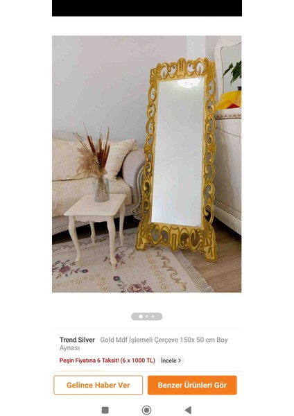 Ayaklı Ayna Mdf Gold modelleri