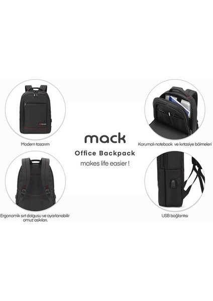 MCC-007 17.3" Office USB Girişli Notebook Sırt Çantası Siyah fiyatları