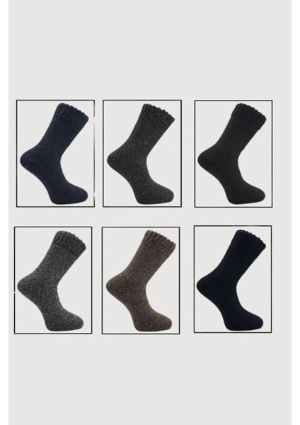 Erkek Lambswool Termal Yün Kışlık Havlu Kalın Çok Renkli Çorap 6'lı Paket Isıyı Içeride Tutar fiyatları