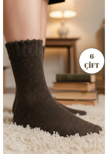 Erkek Lambswool Termal Yün Kışlık Havlu Kalın Çok Renkli Çorap 6'lı Paket Isıyı Içeride Tutar