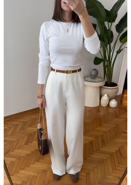 Orj Marka Broşlu Uzun Kollu Bluz- Ekru fırsatları