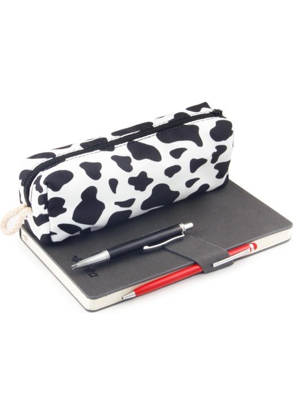 Inek Desenli Çok Renkli Sırt ve Makyaj Çantası Seti, Büyük Boy, Kalemlik Dahil