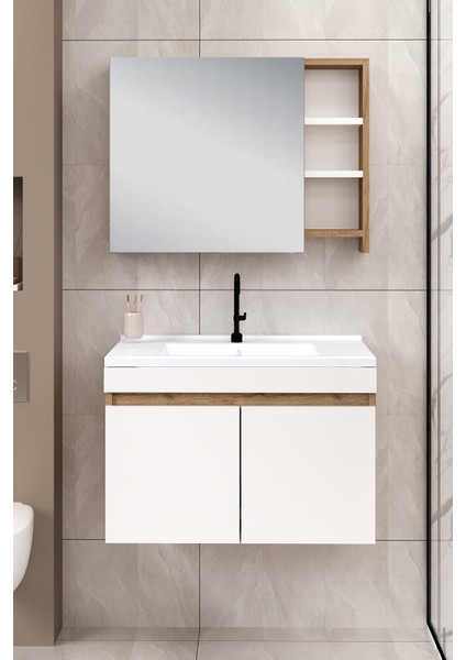 %100 MDF - 80 cm Saura Banyo Dolabı