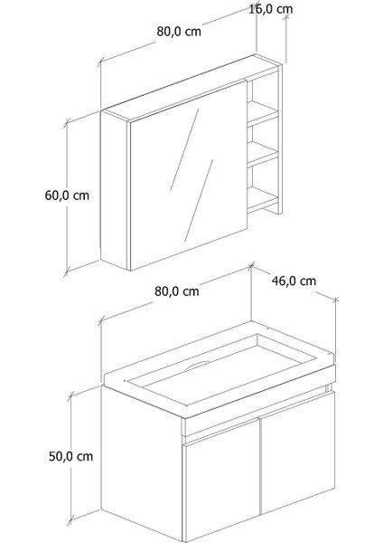 %100 MDF - 80 cm Saura Banyo Dolabı indirimleri