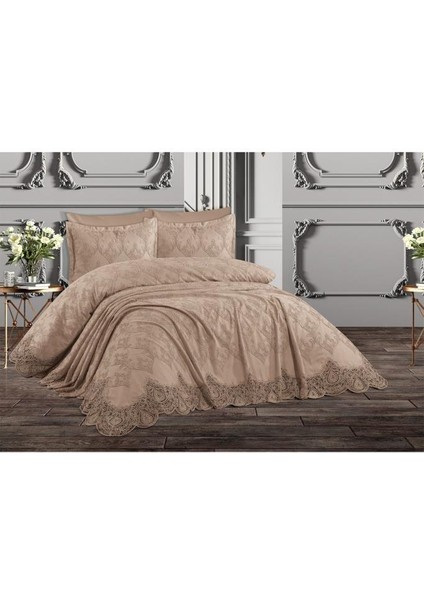 Fransız Dantelli Nilüfer Pike Takımı 6 Parça Cappucino fiyatları