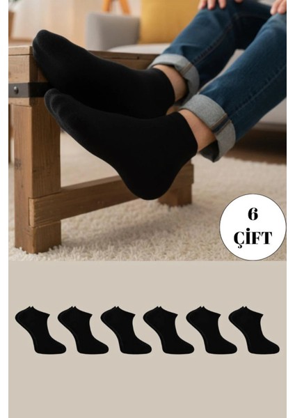Bambu Erkek Patik Siyah Çorap Dikişsiz 6'lı Paket
