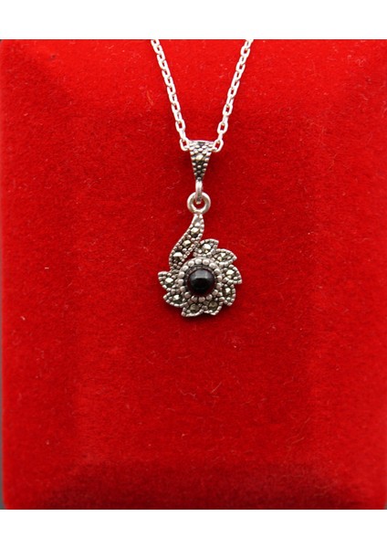 925 Ayar Kadın Oltu Taşı Kadın Kolye SY00079