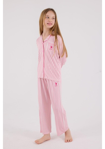 U.s. Polo Assn Kız Çocuk Gömlek Pijama Açık Fuşya modelleri