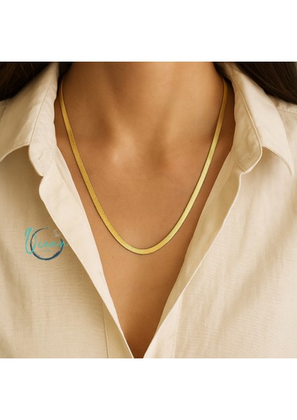 Çelik Altın Renk 60 cm İtalyan Zincir Kolye modelleri