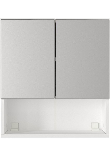 Trama Aynalı Banyo Üst Dolabı 3 Raflı Çok Amaçlı Dolap Beyaz