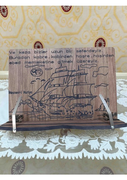 Ahşap Risale-I Nur Vecizeli Kitap Kuran Okuma Rahlesi Tablet Tutucu Stand