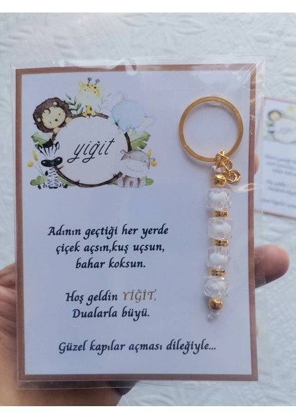 100 Adet Isme Özel Tasarım Beyaz Anahtarlık Hastane Yeni Doğan 40 Mevlidi Dağıtmalık Hediyelik fırsatları