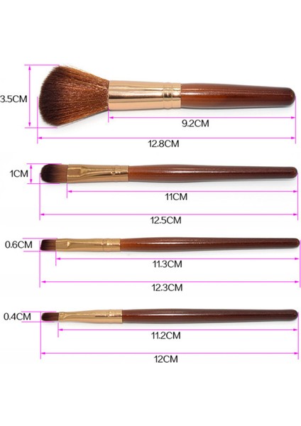 4 Parça Makyaj Fırça Seti, Temiz ve Şık Tasarım