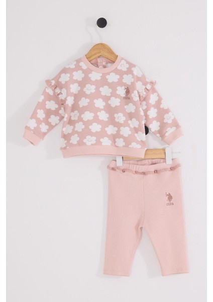 U.s. Polo Assn Kız Bebek 2'lü Takım Pudra