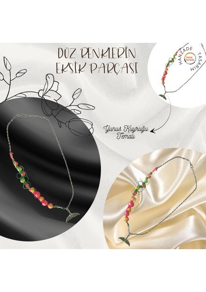 Karışık Renkli Makrome ve Zincirli Kolye