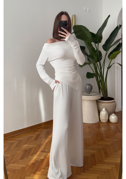Tek Omuzlu Modal Orj Takım- Beyaz