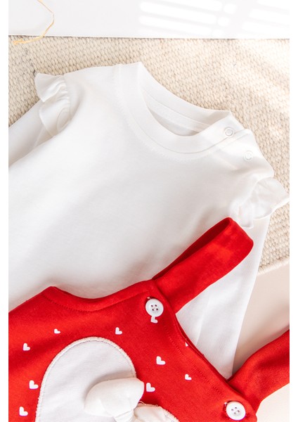 Kalp Desenli Fiyonklu Kız Bebek Tulum Salopet Takım fırsatları