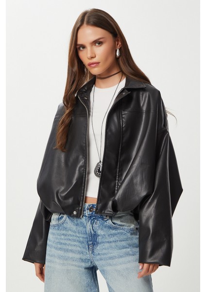 Suni Deri Bomber Ceket LOH0012 Siyah fiyatları