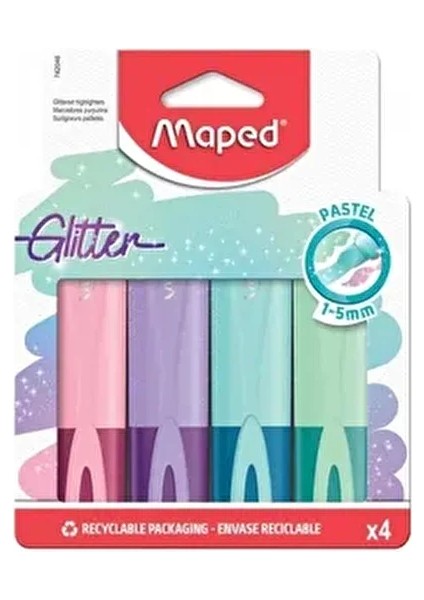 Fosforlu Kalemler Glitter Pastel 4'lü Set Renkli ve Eğlenceli Tasarım fırsatları